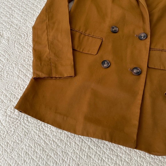 Elizabeth & James Dark Gold Mustard Oversized Double Breasted Blazer XS - Picture 3 of 10